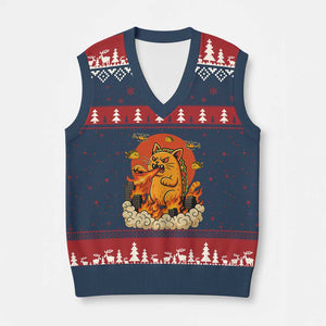 Tacocat Monster V-Neck Knit Sweater Vest Funny Cats Taco Lovers TS14 Navy Red Print Your Wear