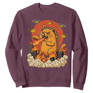 Tacocat Monster Sweatshirt Funny Cats Taco Lovers TS14 Maroon Print Your Wear