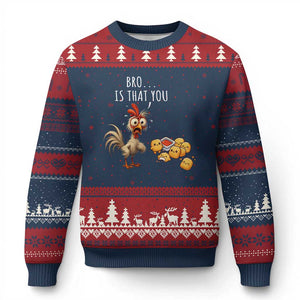 Funny Chicken Ugly Christmas Sweater Is That You Bro TS14 Navy Red Print Your Wear