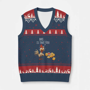 Funny Chicken V-Neck Knit Sweater Vest Is That You Bro TS14 Navy Red Print Your Wear