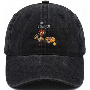 Funny Chicken Washed Cotton Baseball Cap Is That You Bro TS14 Washed Cap Universal Fit Black Print Your Wear