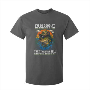 Funny Bass Fishing T Shirt For Kid I Am So Good At Catching Fish That The Fish Tell Stories About Me TS14 Dark Heather Print Your Wear