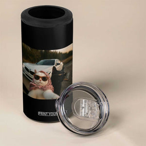 Cats Selfie Meme 4 in 1 Can Cooler Tumbler Funny Black Cat Smoking Cigarette With Car TS14 Print Your Wear