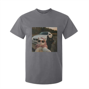 Cats Selfie Meme T Shirt For Kid Funny Black Cat Smoking Cigarette With Car TS14 Charcoal Print Your Wear
