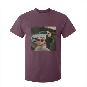 Cats Selfie Meme T Shirt For Kid Funny Black Cat Smoking Cigarette With Car TS14 Maroon Print Your Wear