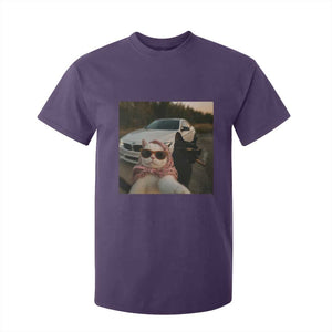 Cats Selfie Meme T Shirt For Kid Funny Black Cat Smoking Cigarette With Car TS14 Purple Print Your Wear