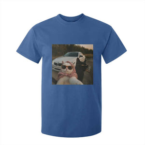 Cats Selfie Meme T Shirt For Kid Funny Black Cat Smoking Cigarette With Car TS14 Royal Blue Print Your Wear
