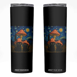 Cute Black Cat Mushroom Skinny Tumbler Stary Night Vangogh Amanita Muscaria TS14 Black Print Your Wear