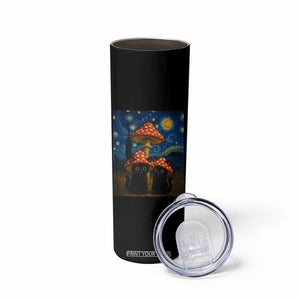 Cute Black Cat Mushroom Skinny Tumbler Stary Night Vangogh Amanita Muscaria TS14 Print Your Wear