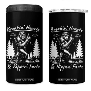 Funny Bigfoot Sasquatch 4 in 1 Can Cooler Tumbler Breakin Hearts And Rippin Farts TS14 One Size: 16 oz Black Print Your Wear