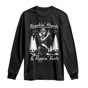 Funny Bigfoot Sasquatch Long Sleeve Shirt Breakin Hearts And Rippin Farts TS14 Black Print Your Wear