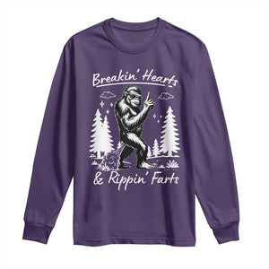 Funny Bigfoot Sasquatch Long Sleeve Shirt Breakin Hearts And Rippin Farts TS14 Purple Print Your Wear