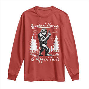 Funny Bigfoot Sasquatch Long Sleeve Shirt Breakin Hearts And Rippin Farts TS14 Red Print Your Wear