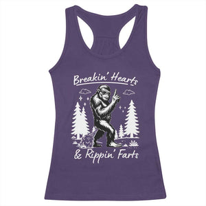 Funny Bigfoot Sasquatch Racerback Tank Top Breakin Hearts And Rippin Farts TS14 Purple Print Your Wear