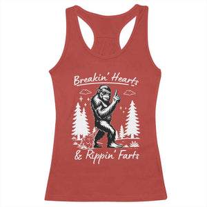 Funny Bigfoot Sasquatch Racerback Tank Top Breakin Hearts And Rippin Farts TS14 Red Print Your Wear