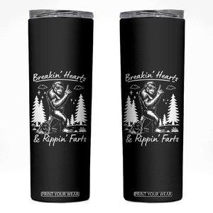 Funny Bigfoot Sasquatch Skinny Tumbler Breakin Hearts And Rippin Farts TS14 Black Print Your Wear