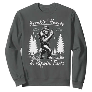 Funny Bigfoot Sasquatch Sweatshirt Breakin Hearts And Rippin Farts TS14 Dark Heather Print Your Wear