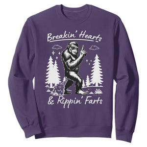 Funny Bigfoot Sasquatch Sweatshirt Breakin Hearts And Rippin Farts TS14 Purple Print Your Wear
