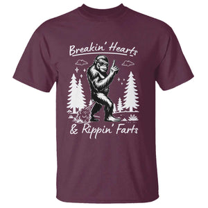Funny Bigfoot Sasquatch T Shirt Breakin Hearts And Rippin Farts TS14 Maroon Print Your Wear