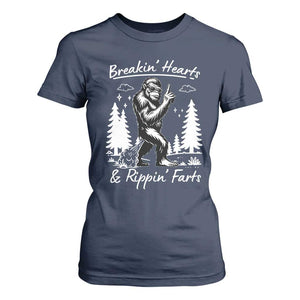 Funny Bigfoot Sasquatch T Shirt For Women Breakin Hearts And Rippin Farts TS14 Navy Print Your Wear