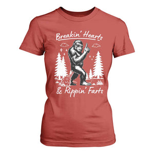 Funny Bigfoot Sasquatch T Shirt For Women Breakin Hearts And Rippin Farts TS14 Red Print Your Wear