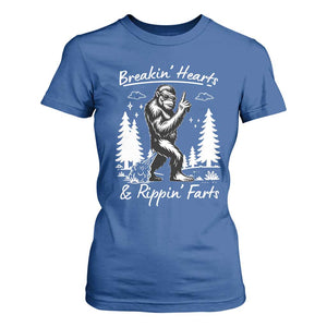 Funny Bigfoot Sasquatch T Shirt For Women Breakin Hearts And Rippin Farts TS14 Royal Blue Print Your Wear