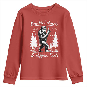 Funny Bigfoot Sasquatch Youth Sweatshirt Breakin Hearts And Rippin Farts TS14 Red Print Your Wear