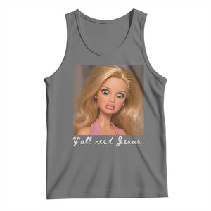 Y'all Need Jesus Tank Top Funny Girls Meme Saying Christian Humor TS14 Black Heather Print Your Wear