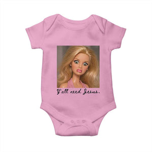 Ya'll Need Jesus Disgusted Face Christian Funny Baby Onesie TS14 Light Pink Print Your Wear