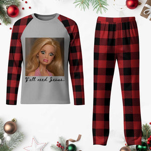 Ya'll Need Jesus Disgusted Face Christian Funny Plaid Pajama Set TS14 Buffalo Plaid Print Your Wear