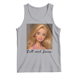 Ya'll Need Jesus Disgusted Face Christian Funny Tank Top TS14 Athletic Heather Print Your Wear