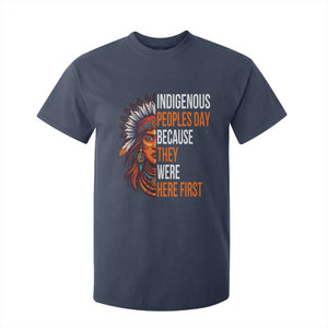 Native American Day T Shirt For Kid Indigenous People Day Because They Were Here First TS14 Navy Print Your Wear