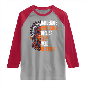 Native American Day Raglan Shirt Indigenous People Day Because They Were Here First TS14 Sport Gray Red Print Your Wear