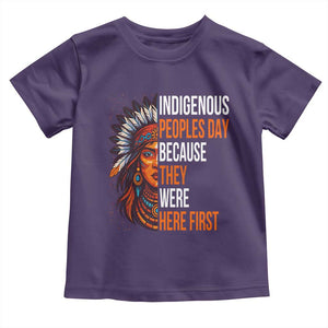 Native American Day Toddler T Shirt Indigenous People Day Because They Were Here First TS14 Purple Print Your Wear