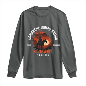 Comanche Native American Indian Chief Respect Long Sleeve Shirt TS14 Dark Heather Print Your Wear