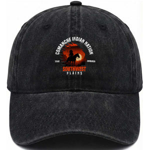 Comanche Native American Indian Chief Respect Washed Cotton Baseball Cap TS14 Washed Cap Universal Fit Black Print Your Wear