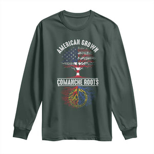 Distressed Tree Long Sleeve Shirt American Grown with Comanche Roots TS14 Dark Forest Green Print Your Wear