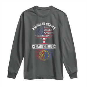 Distressed Tree Long Sleeve Shirt American Grown with Comanche Roots TS14 Dark Heather Print Your Wear