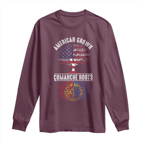 Distressed Tree Long Sleeve Shirt American Grown with Comanche Roots TS14 Maroon Print Your Wear