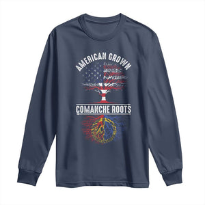 Distressed Tree Long Sleeve Shirt American Grown with Comanche Roots TS14 Navy Print Your Wear