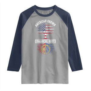 Distressed Tree Raglan Shirt American Grown with Comanche Roots TS14 Sport Gray Navy Print Your Wear