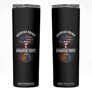 Distressed Tree Skinny Tumbler American Grown with Comanche Roots TS14 Black Print Your Wear