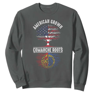Distressed Tree Sweatshirt American Grown with Comanche Roots TS14 Dark Heather Print Your Wear