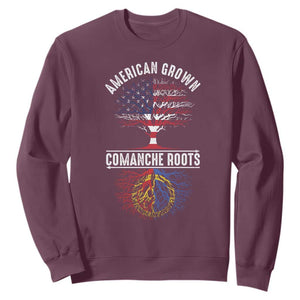 Distressed Tree Sweatshirt American Grown with Comanche Roots TS14 Maroon Print Your Wear