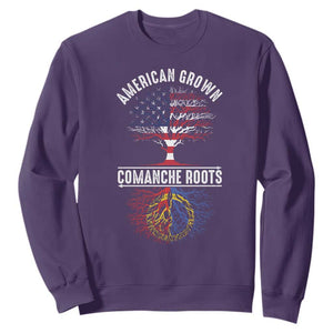 Distressed Tree Sweatshirt American Grown with Comanche Roots TS14 Purple Print Your Wear