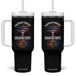 Distressed Tree Tumbler With Handle American Grown with Comanche Roots TS14 One Size: 40 oz Black Print Your Wear
