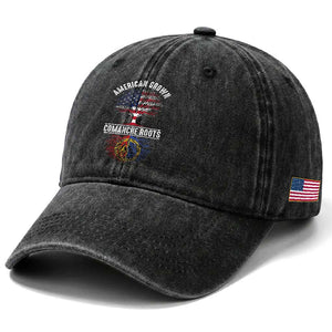 Distressed Tree Washed Cotton Baseball Cap American Grown with Comanche Roots TS14 Print Your Wear