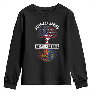 Distressed Tree Youth Sweatshirt American Grown with Comanche Roots TS14 Black Print Your Wear