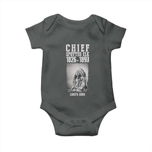 Native American Indian Chief Baby Onesie Lakota Sioux Chief Spotted Elk TS14 Dark Heather Print Your Wear