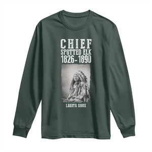 Native American Indian Chief Long Sleeve Shirt Lakota Sioux Chief Spotted Elk TS14 Dark Forest Green Print Your Wear